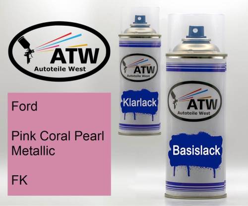 Ford, Pink Coral Pearl Metallic, FK: 400ml Sprühdose + 400ml Klarlack - Set, von ATW Autoteile West.